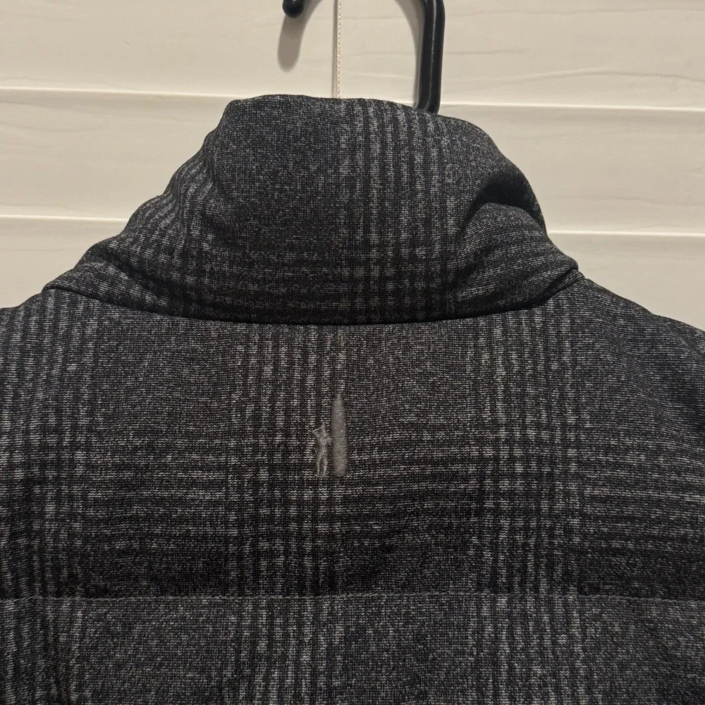 johnnie-O Men's Grey Plaid Golf‎ Quilted Puffer Full Zip Vest Red Lined Size XL